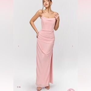 ADRIENNE Pink Quartz Georgette Strapless Gown